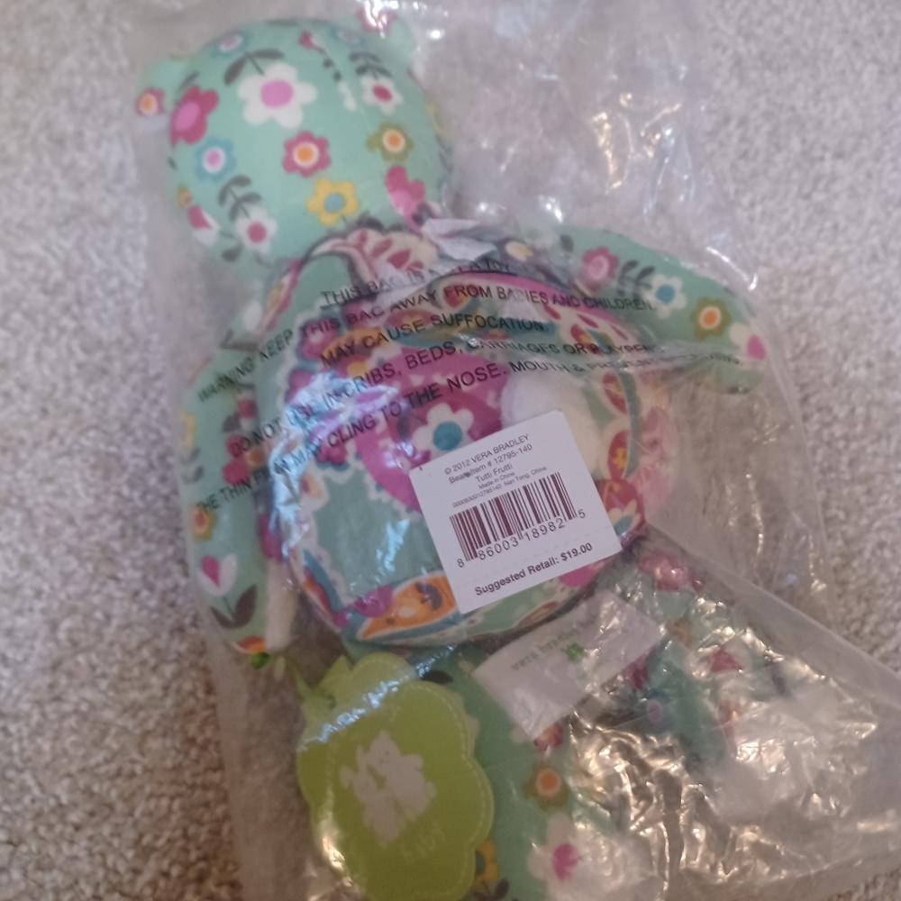 Vera Bradley Mint Green Floral Plush Bear